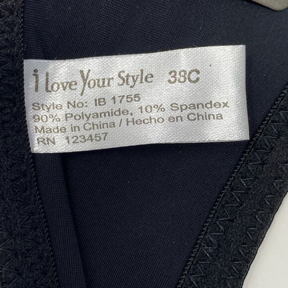 I Love Your Style Womans Size 38C Solid Black Padded Underwire Front Closure Bra - Picture 3 of 5